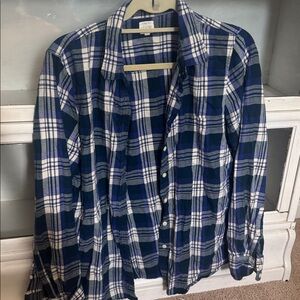 JCrew Blue and White Plaid flannel shirt